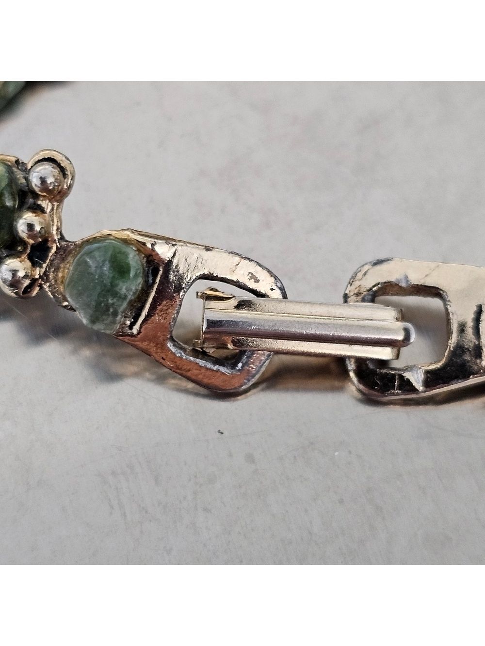 VINTAGE Jade Gold Link Braclet - Picture 3 of 8